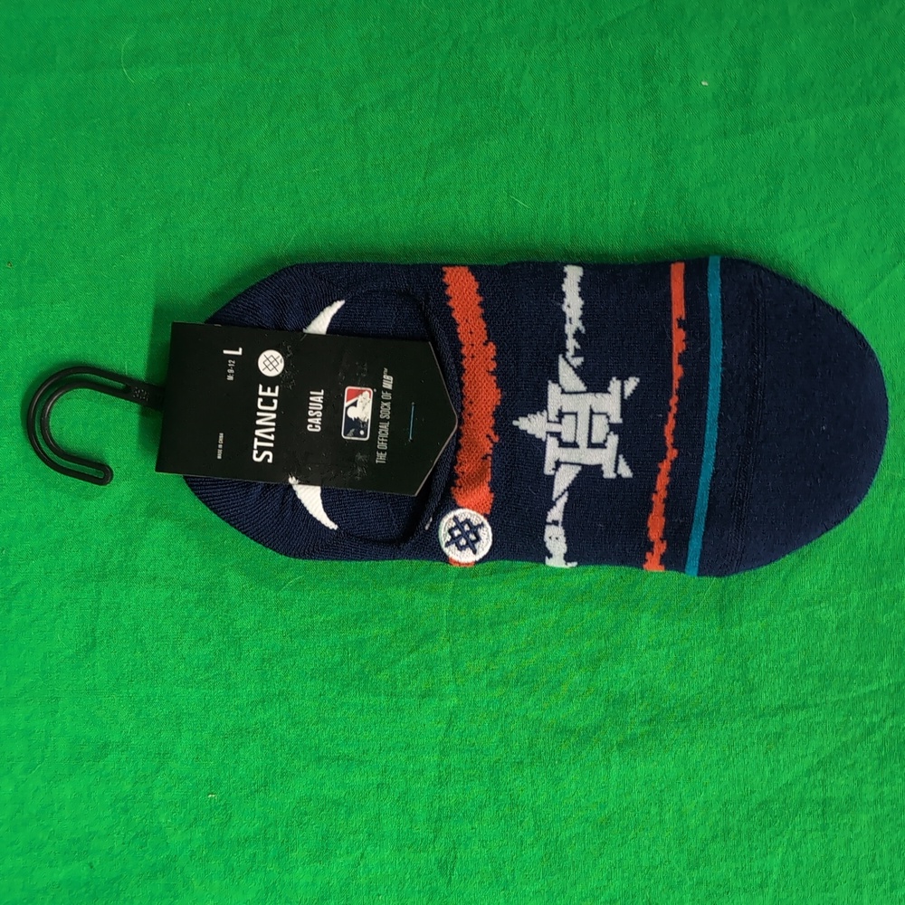 Stance MLB Houston Astros Cotton No Show Sock Size L Mens 9-12 Blue Orange New